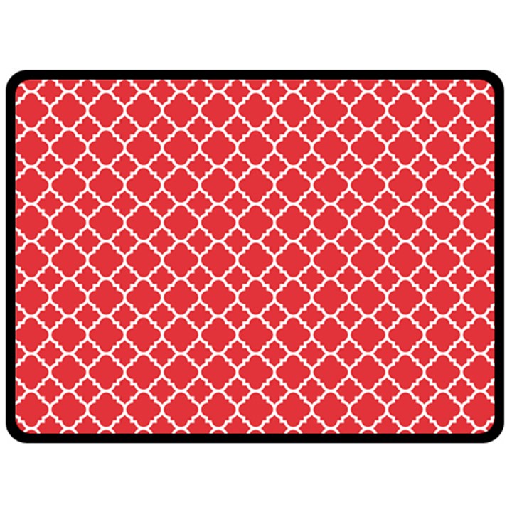 Poppy Red Quatrefoil Pattern Fleece Blanket (Large)