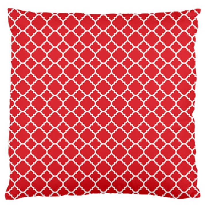 Poppy Red Quatrefoil Pattern Large Cushion Case (Two Sides)