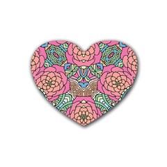 Petals, Carnival, Bold Flower Design Heart Coaster (4 Pack) by Zandiepants