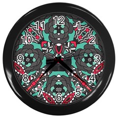 Petals In Dark & Pink, Bold Flower Design Wall Clock (black) by Zandiepants