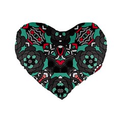 Petals In Dark & Pink, Bold Flower Design Standard 16  Premium Heart Shape Cushion  by Zandiepants