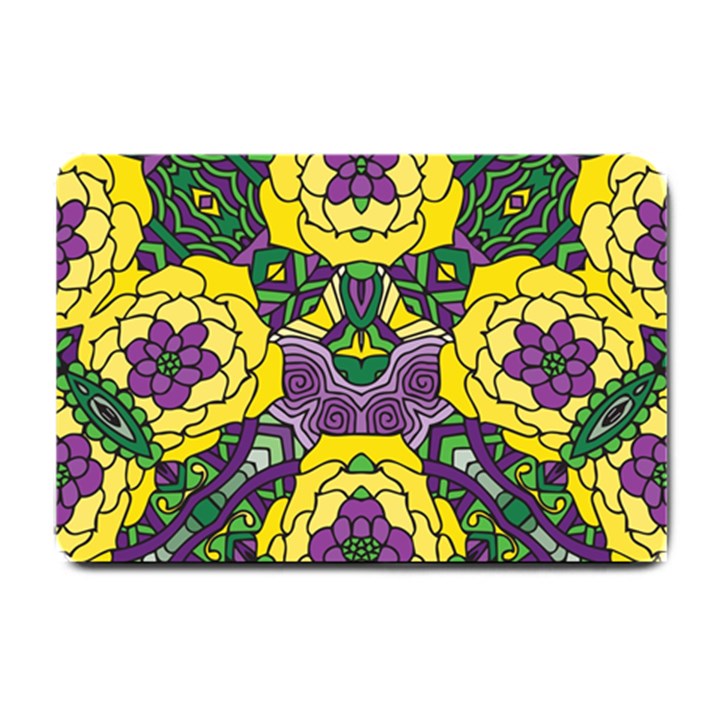 Petals in Mardi Gras colors, Bold Floral Design Small Doormat