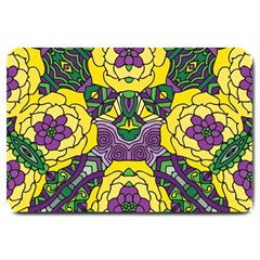 Petals In Mardi Gras Colors, Bold Floral Design Large Doormat by Zandiepants