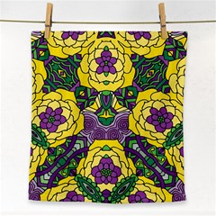 Petals In Mardi Gras Colors, Bold Floral Design Face Towel by Zandiepants