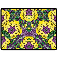 Petals In Mardi Gras Colors, Bold Floral Design Fleece Blanket (large) by Zandiepants