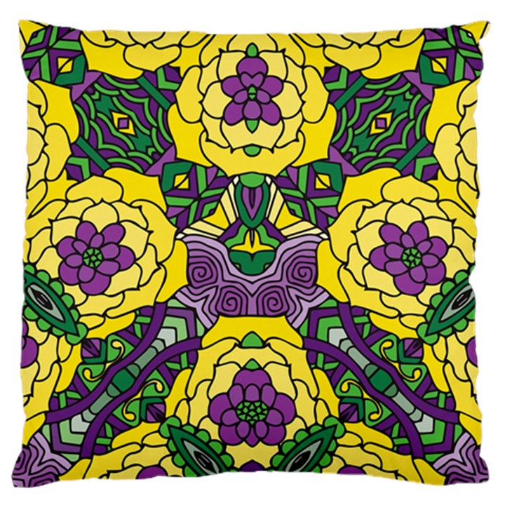 Petals in Mardi Gras colors, Bold Floral Design Large Cushion Case (Two Sides)