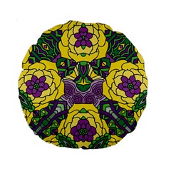 Petals In Mardi Gras Colors, Bold Floral Design Standard 15  Premium Round Cushion  by Zandiepants