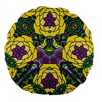 Petals in Mardi Gras colors, Bold Floral Design Large 18  Premium Round Cushion  Front