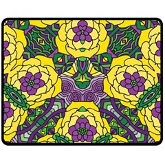 Petals In Mardi Gras Colors, Bold Floral Design Double Sided Fleece Blanket (medium) by Zandiepants