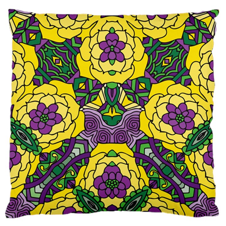 Petals in Mardi Gras colors, Bold Floral Design Standard Flano Cushion Case (One Side)