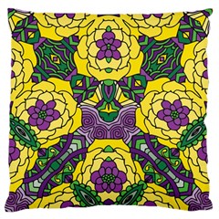 Petals In Mardi Gras Colors, Bold Floral Design Large Flano Cushion Case (two Sides) by Zandiepants