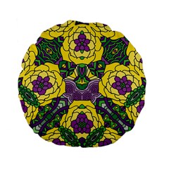 Petals In Mardi Gras Colors, Bold Floral Design Standard 15  Premium Flano Round Cushion  by Zandiepants