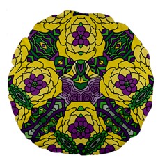 Petals In Mardi Gras Colors, Bold Floral Design Large 18  Premium Flano Round Cushion  by Zandiepants