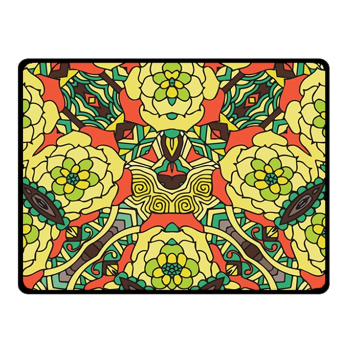 Petals, Retro Yellow, Bold Flower Design Double Sided Fleece Blanket (Small)