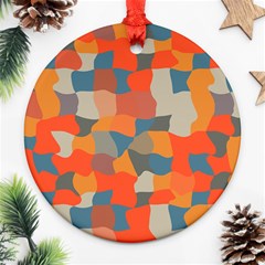 Retro Colors Distorted Shapes                           			ornament (round) by LalyLauraFLM