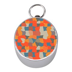 Retro Colors Distorted Shapes                           			silver Compass (mini) by LalyLauraFLM