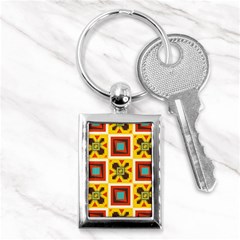 Retro Colors Squares Pattern                            			key Chain (rectangle) by LalyLauraFLM