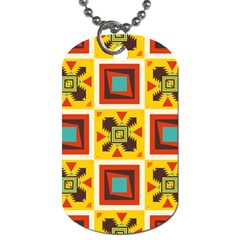 Retro Colors Squares Pattern                            			dog Tag (one Side) by LalyLauraFLM