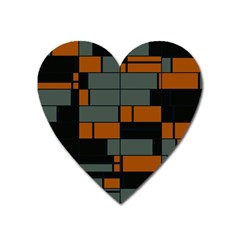 Rectangles In Retro Colors                              			magnet (heart) by LalyLauraFLM