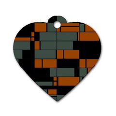 Rectangles In Retro Colors                              			dog Tag Heart (one Side) by LalyLauraFLM