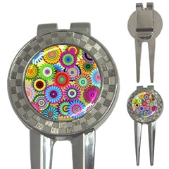 Psychedelic Flowers Golf Pitchfork & Ball Marker by StuffOrSomething