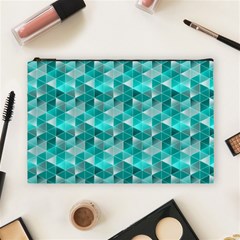 Aquamarine Geometric Triangles Pattern Cosmetic Bag (large)  by KirstenStar