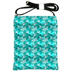 Aquamarine Geometric Triangles Pattern Shoulder Sling Bags by KirstenStar