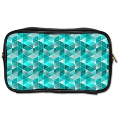 Aquamarine Geometric Triangles Pattern Toiletries Bags 2-side by KirstenStar