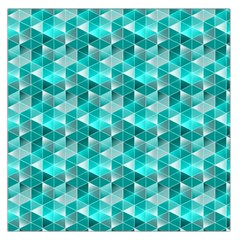 Aquamarine Geometric Triangles Pattern Large Satin Scarf (square)