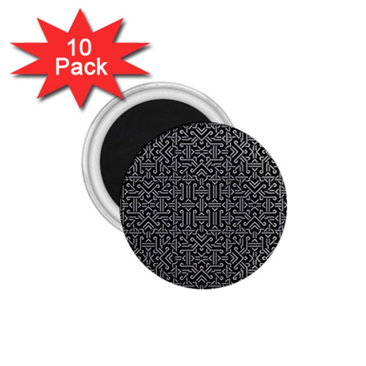 Black and White Ethnic Sharp Geometric  1.75  Magnets (10 pack) 