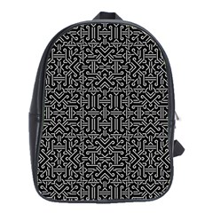 Black And White Ethnic Sharp Geometric  School Bags(large)  by dflcprints