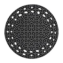 Black And White Ethnic Sharp Geometric  Round Filigree Ornament (2side)