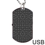 Black and White Ethnic Sharp Geometric  Dog Tag USB Flash (Two Sides)  Back