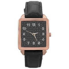 Black And White Ethnic Sharp Geometric  Rose Gold Leather Watch  by dflcprints