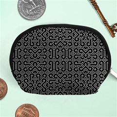 Black And White Ethnic Sharp Geometric  Accessory Pouches (medium) 