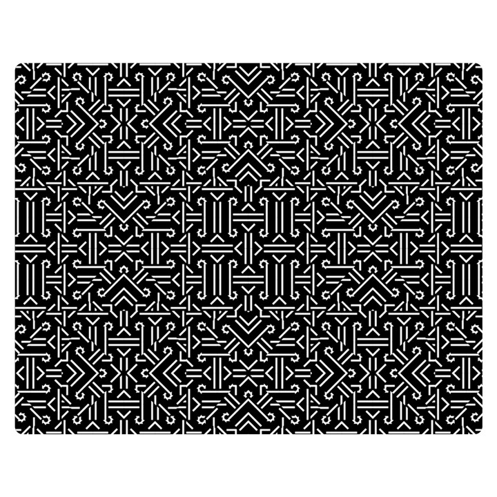 Black and White Ethnic Sharp Geometric  Double Sided Flano Blanket (Medium) 