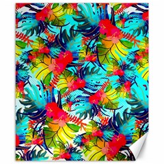 Watercolor Tropical Leaves Pattern Canvas 8  X 10  by TastefulDesigns