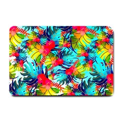 Watercolor Tropical Leaves Pattern Small Doormat  by TastefulDesigns