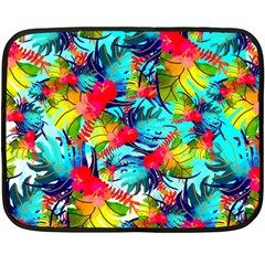 Watercolor Tropical Leaves Pattern Fleece Blanket (mini)