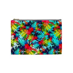 Watercolor Tropical Leaves Pattern Cosmetic Bag (medium)  by TastefulDesigns