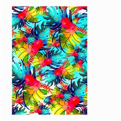 Watercolor Tropical Leaves Pattern Small Garden Flag (two Sides)