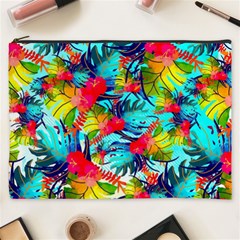 Watercolor Tropical Leaves Pattern Cosmetic Bag (xxxl)  by TastefulDesigns