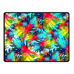 Watercolor Tropical Leaves Pattern Double Sided Fleece Blanket (small) 