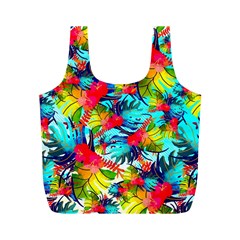 Watercolor Tropical Leaves Pattern Full Print Recycle Bags (m) 