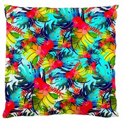 Watercolor Tropical Leaves Pattern Large Flano Cushion Case (two Sides)