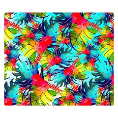 Watercolor Tropical Leaves Pattern Double Sided Flano Blanket (small) 