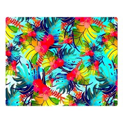 Watercolor Tropical Leaves Pattern Double Sided Flano Blanket (large) 