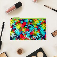 Watercolor Tropical Leaves Pattern Cosmetic Bag (xs)