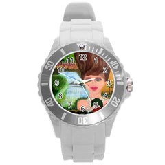 The Girl  With A Wooden Hair Unisex Plastic Sport Watch (large) By Jocelyn Apple/appleartcom by appleartcom