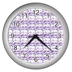 Floral Stripes Pattern Wall Clocks (silver)  by dflcprints